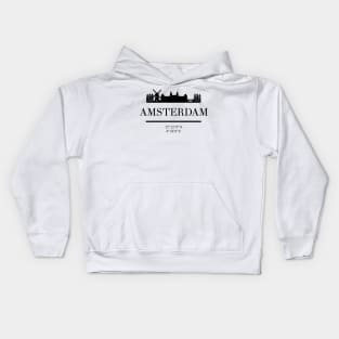 AMSTERDAM NETHERLANDS BLACK SILHOUETTE SKYLINE ART Kids Hoodie